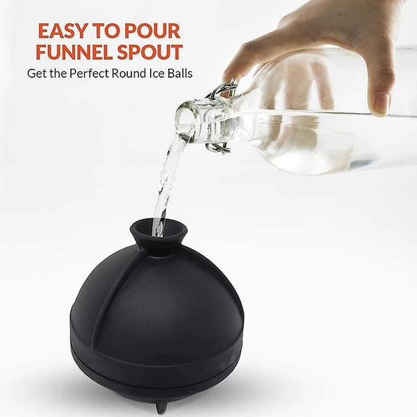 7cm 4pcs Ice Ball Molds Silicone Sphere Ice Molds with Built in Funnel Makes Ice Cube (Black)WS7130