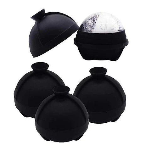 7cm 4pcs Ice Ball Molds Silicone Sphere Ice Molds with Built in Funnel Makes Ice Cube (Black)WS7130