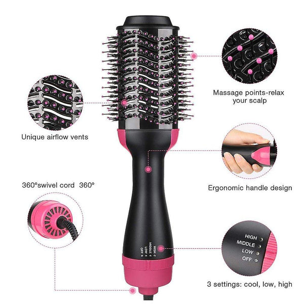 3 In 1 Multifunctional Hair Dryer Volumizer Rotate Styler Comb Styling Curling Irons(Black)WS7388