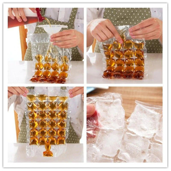 30cm 20packs disposable ice cube bag ice mold cube tray ice bag total 480 ice cubes(Transparent)WS7532