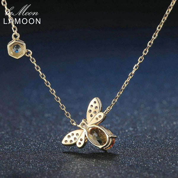 Bee 925 Sterling Silver Necklace Natural Citrine Gemstone NecklacesWS7970