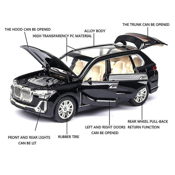 1:24 BMW X7 Car Model Alloy Car Die Cast Toy Car Model Pull Back Toy Collectibles(Black)WS8011