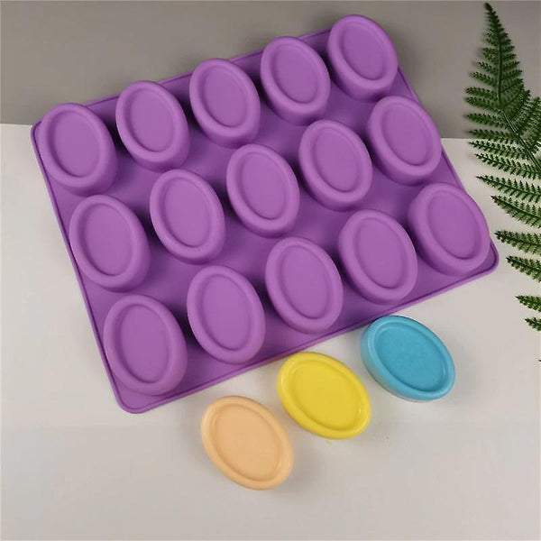 15 Holes Oval Shape Silicone Soap MoldWS8101