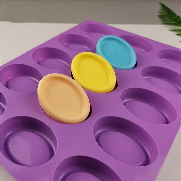 15 Holes Oval Shape Silicone Soap MoldWS8101