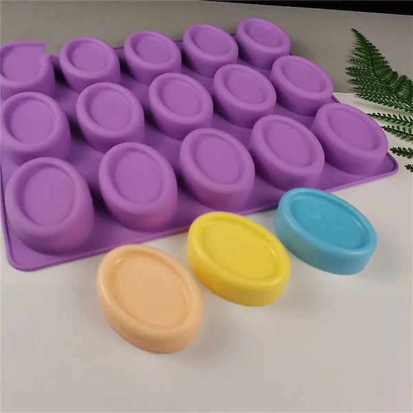 15 Holes Oval Shape Silicone Soap MoldWS8101