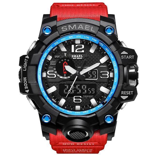 Casual  Men Sports Watch Dual Display Analog Digital Red