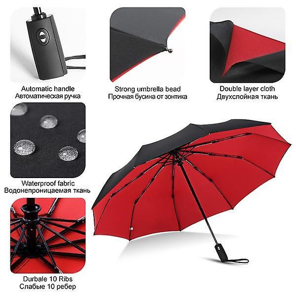 Windproof Automatic Double Umbrella Rain(Purple)WS8535