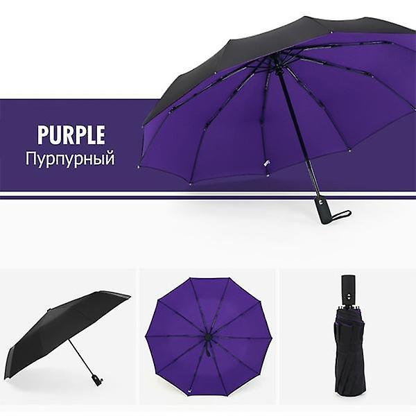 Windproof Automatic Double Umbrella Rain(Purple)WS8535