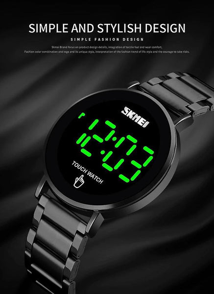 Touch Screen LED Time Men's Watch Waterproof(Black)WS8652