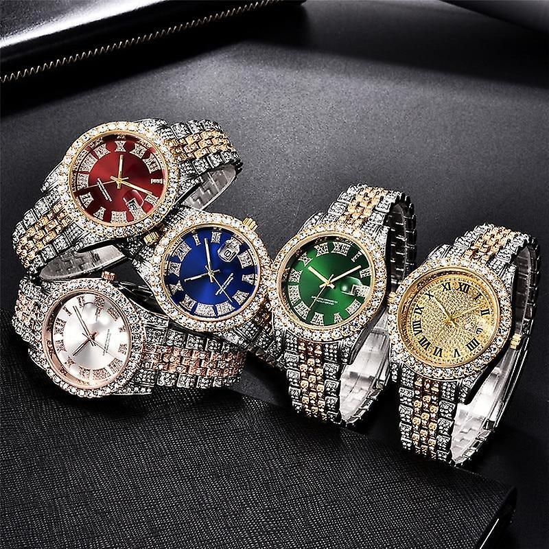 Casual Hip Hop Diamond Watch Men Elegant Brand Mens Gold Watch Analog Quartz Watch gold