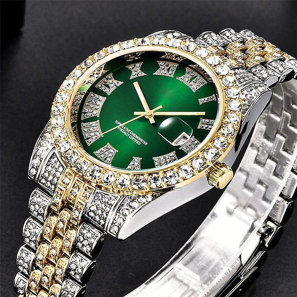 Casual Hip Hop Diamond Watch Men Elegant Brand Mens Gold Watch Analog Quartz Watch gold