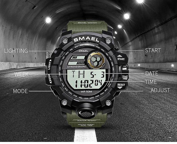 Casual Elegant Military Sports Watch Waterproof LED Men Black