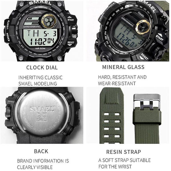 Casual Elegant Military Sports Watch Waterproof LED Men Black