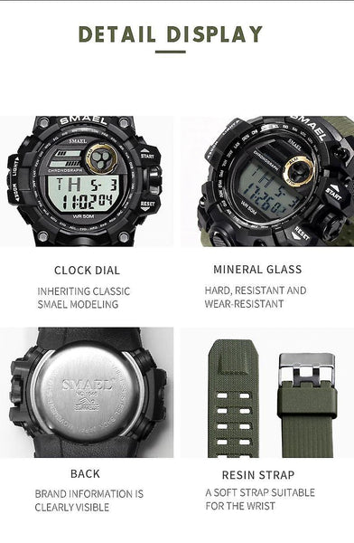 Casual Elegant Military Sports Watch Waterproof LED Men Black