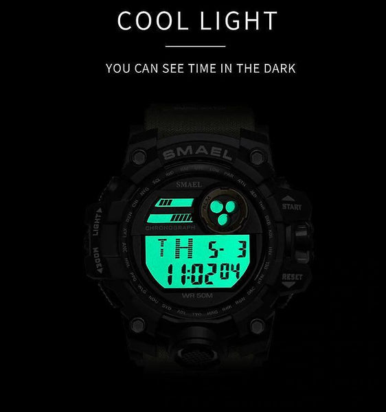 Casual Elegant Military Sports Watch Waterproof LED Men Black