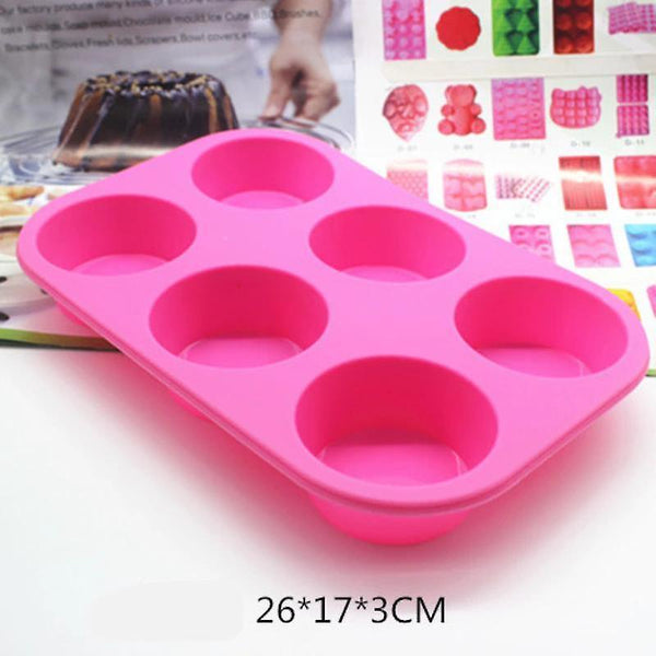 6 Holes Round Shape Soap Making Silicone MoldWS8934