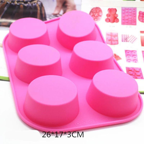 6 Holes Round Shape Soap Making Silicone MoldWS8934