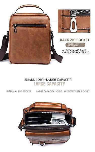 Fashion Men's Shoulder Bag PU Leather Retro Messenger Bag Document Bag Crossbody Bag(brown)WS8949