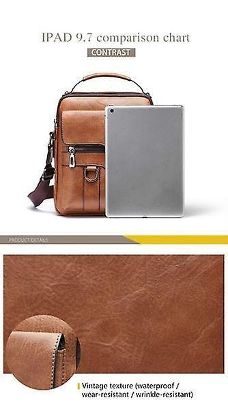 Fashion Men's Shoulder Bag PU Leather Retro Messenger Bag Document Bag Crossbody Bag(brown)WS8949