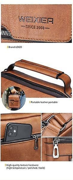 Fashion Men's Shoulder Bag PU Leather Retro Messenger Bag Document Bag Crossbody Bag(brown)WS8949