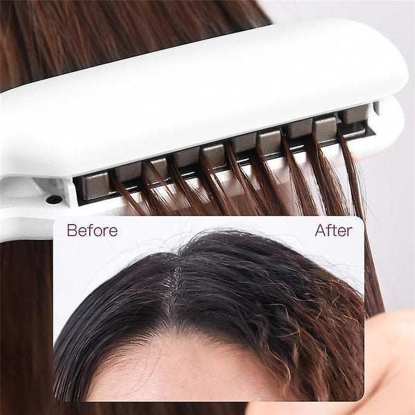 3D Grid Hair Crimper Volumizer Corrugated Curler Splint Perm 5 Temperatures|Curling Irons(White)WS9633