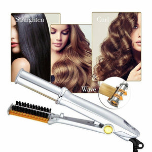 For Professional Hair Straightening Iron Styler 2 In 1 Multi Tool Flat Iron With Brush|Curling Irons WS9974