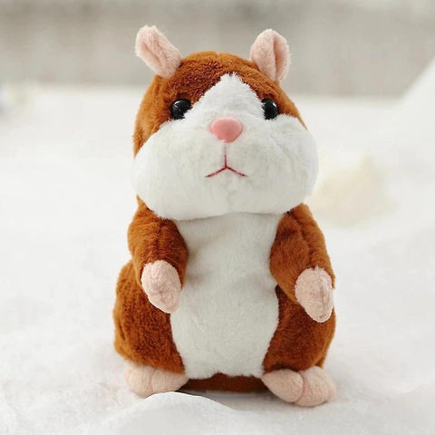 For 16cm talking hamster plush toy, cute soft animal doll, talking imitation tape recorder (brown) WS10893