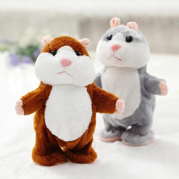 For 16cm talking hamster plush toy, cute soft animal doll, talking imitation tape recorder (brown) WS10893