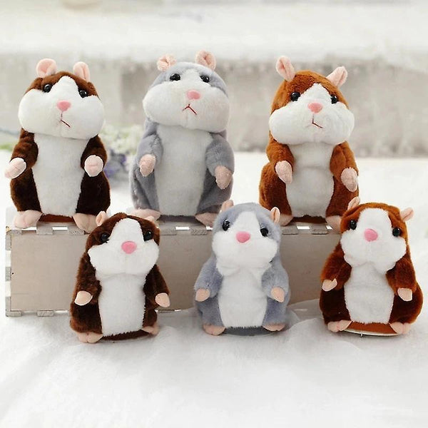 For 16cm talking hamster plush toy, cute soft animal doll, talking imitation tape recorder (brown) WS10893