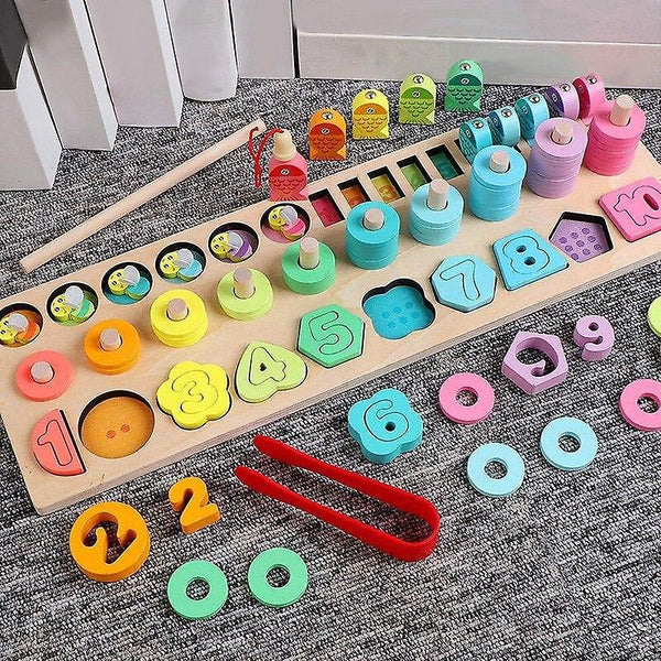 Wooden Number Puzzle Sorting Montessori Toys for Toddlers Shape Sorter Game |Stacking BlocksWS11295