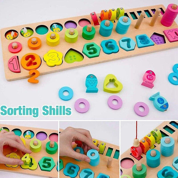 Wooden Number Puzzle Sorting Montessori Toys for Toddlers Shape Sorter Game |Stacking BlocksWS11295