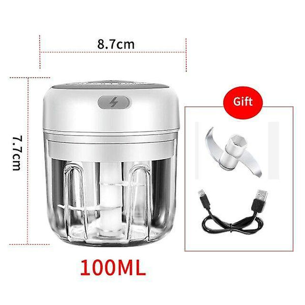 Electric Food Crusher Mini Garlic Press Vegetable Chopper For Kitchen Ginger Chili(White,100ML)WS11283