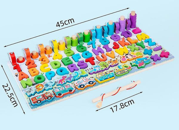 Wooden Number Puzzles Toddlers Montessori Toys for Kids Letter Vehicle Fishing Counting BlocksWS11773