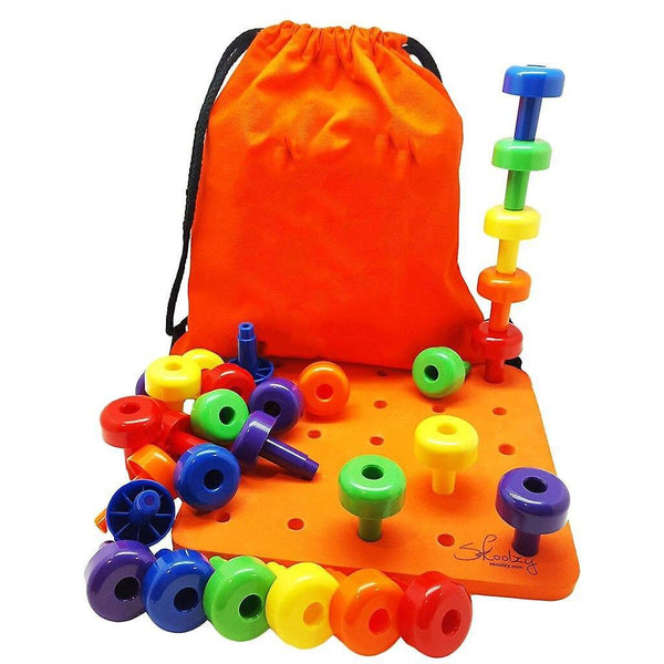 30Pcs Multicolored Stacker Peg Board Set Fun Kid Sorting &Stacking Developmental GameWS11765