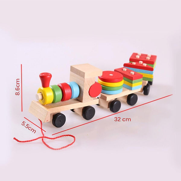 Wood Train Truck Set Geometric Sorting Board Montessori Kids Educational Toy StackedWS11877