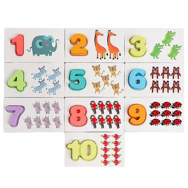 Kids Early Educational Toy Wooden Arithmetic Digital Card Cartoon Digital Jigsaw Puzzles|Math ToysWS12190