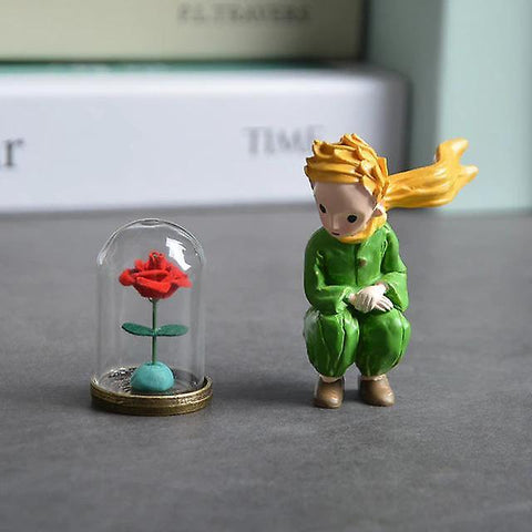 2pcs Lovely The Little Prince Rose Resin Figurine Collection Home Desktop DecorationWS13374