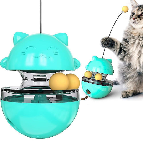 For Rotating Cat Toys Shaking Leaking Food Ball Stick Adjustable Snack Slow Food Interactive(yellow) WS13830