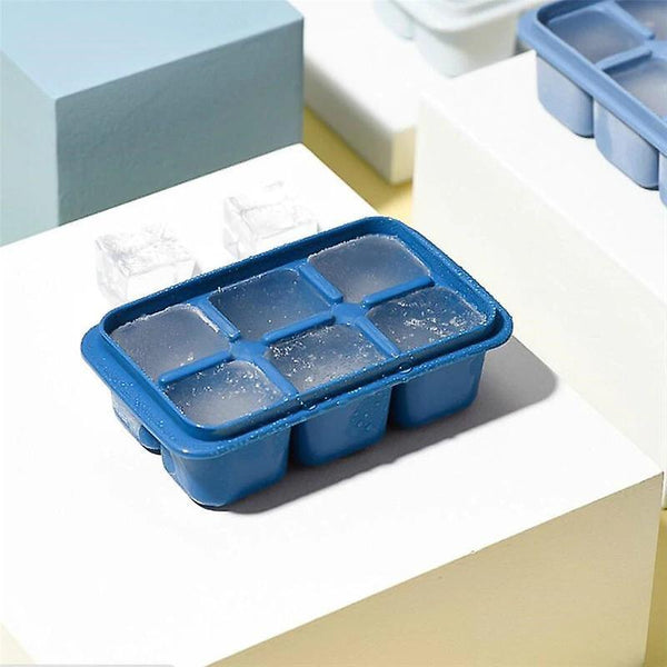 12cm Mini Silicone Ice Cube Trays 2 Pack 6 Square Cubes per Tray Ideal for Whiskey, CocktailsWS14114