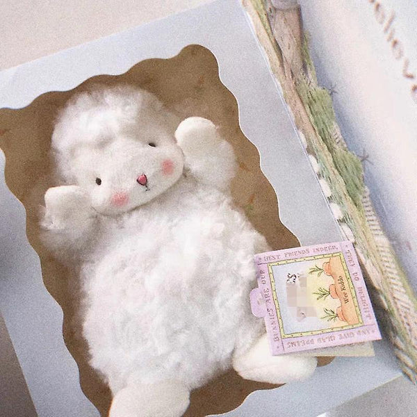 17cm American lamb doll bunnies plush cute stuffed toy gift box appease doll sheep mini(white)WS14118