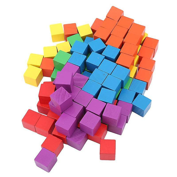 100 pcs/set Wooden Cubic Brick Game 2.5cm Cubes DIY Color Blocks Set Toys Wooden Kids Gift|BlocksWS15412