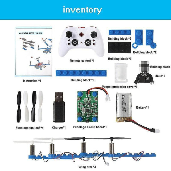 RC Helicopter DIY Building Blocks Drone 2.4G 4CH Mini 3D Bricks Quadcopter Assembling|RC HelicoptersWS16348