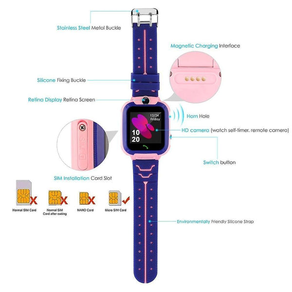 Casual Smart Watch SOS Phone Watch Smart watch For Kids With Sim Card Photo Waterproof IP67 Kids Gift blue