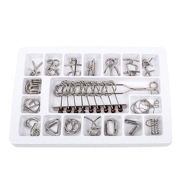 18Pcs Metal Wire Puzzle Set IQ Mind Brain Teaser Interlock Game Gifts for Kids EeducationalWS16546