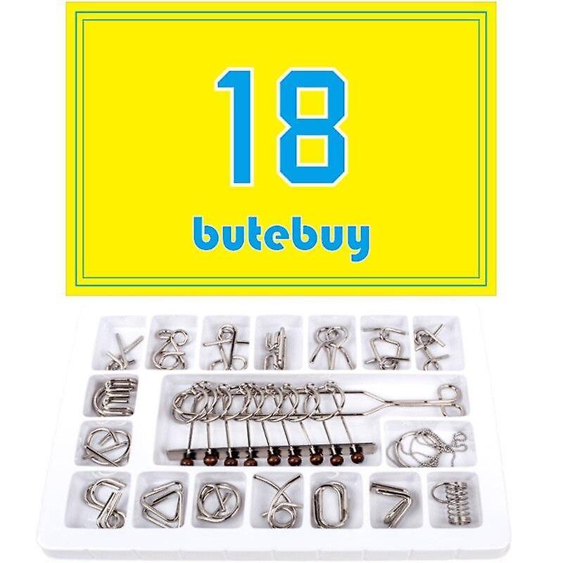 18Pcs Metal Wire Puzzle Set IQ Mind Brain Teaser Interlock Game Gifts for Kids EeducationalWS16546