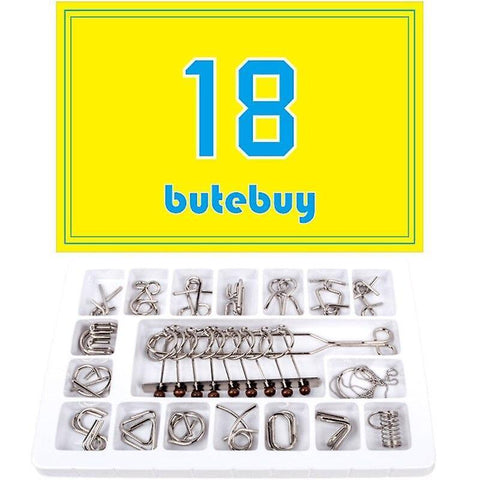 18Pcs Metal Wire Puzzle Set IQ Mind Brain Teaser Interlock Game Gifts for Kids EeducationalWS16546