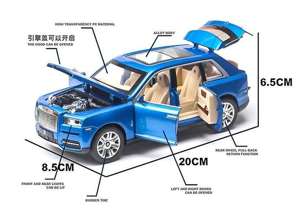 1/24 Alloy Rolls Royce Cullinan SUV Model Die Cast Toy Car Simulation Sound Light Pull BackWS16868