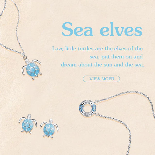 925 Sterling Silver Blue Turtle Necklace Cute Animal Long Chain Link NecklaceWS17141