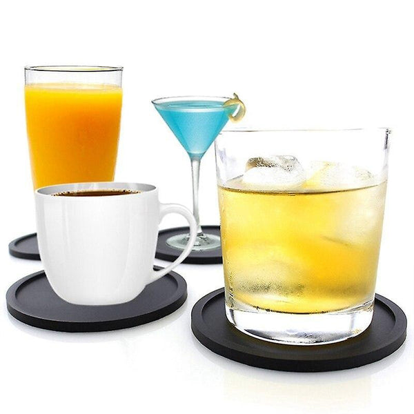 5Pcs Round Silicone Black Drink Coasters Placemats For Table Mats For Dinner Table PlacematWS17868