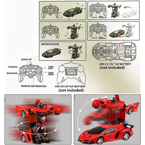 Deformation 360 Degree Robot 2.4 GHz Remote Deformation Car Robot Toy Children Car Toy|RC Robot(Red)WS17988